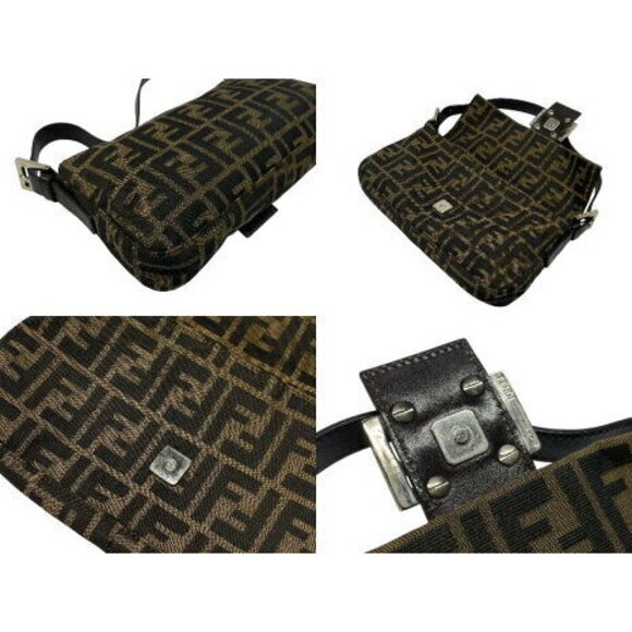 FENDI Mamma Bucket Hobo Shoulder Bag Zucca Canvas Leather Brown - Picture 6 of 8